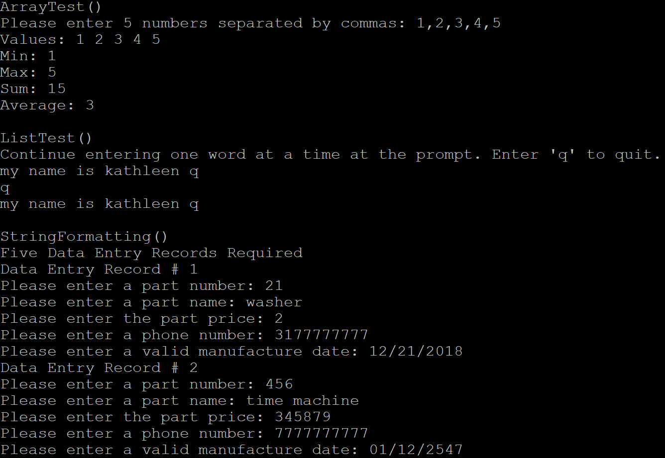 Demo of Console Application