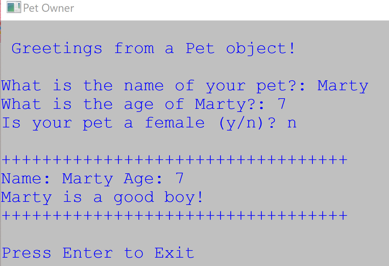 Pet Application Console Application Demo