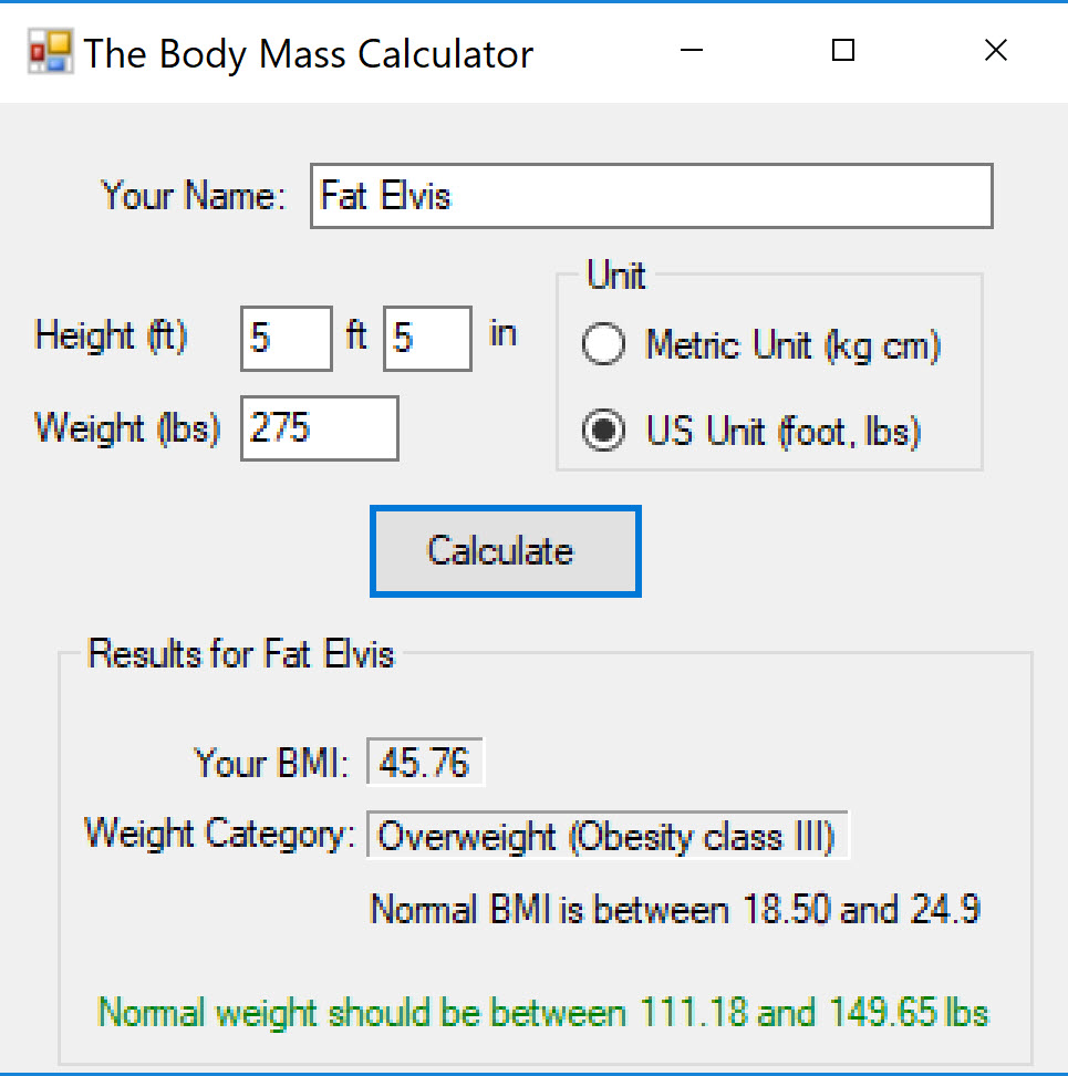 body mass index calculator advanced