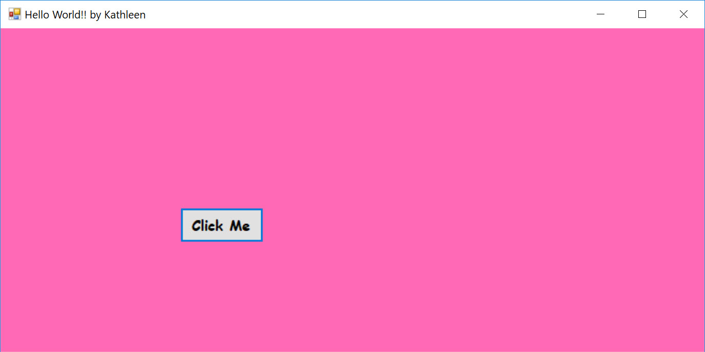 Main Form Window of Hello World Application