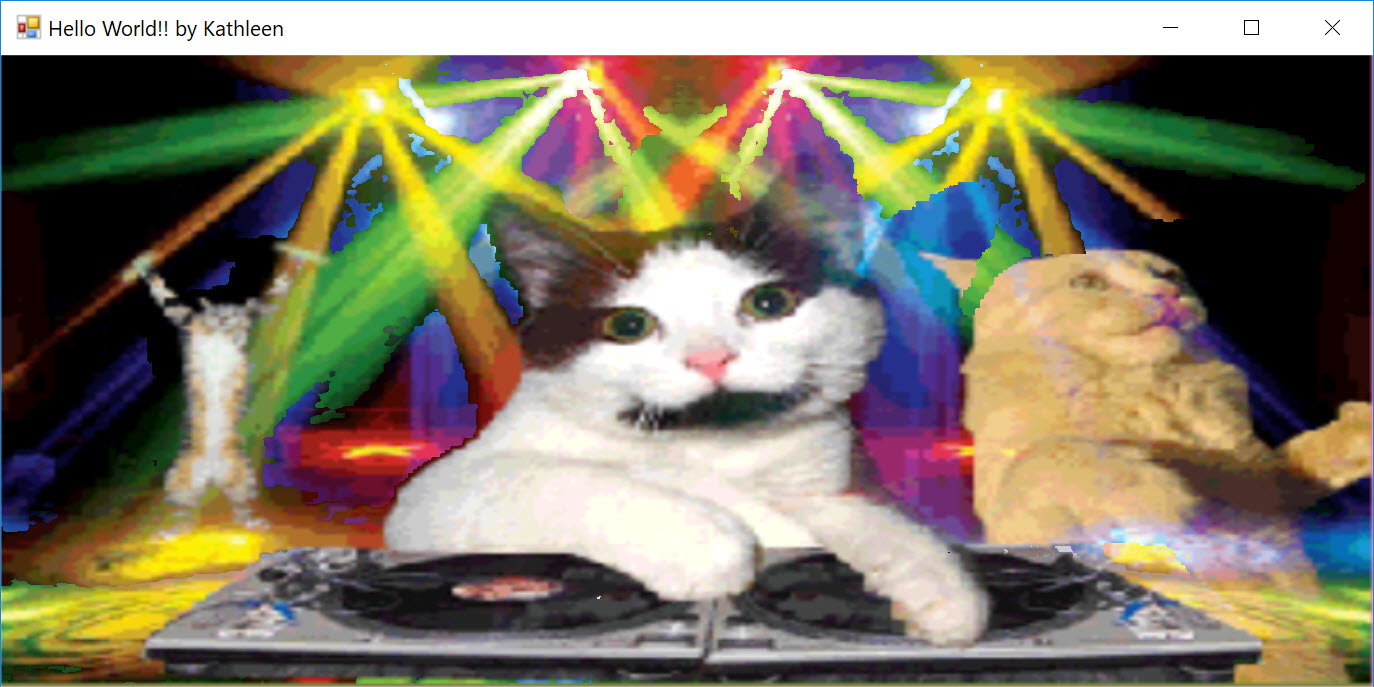 Final Form Main Window showing cats partying with animated gif